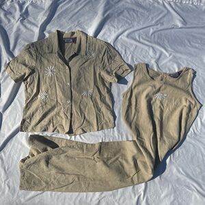 Premier Tan Button-Up Linen Blend Top and Dress